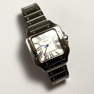 Seiko Mod Santos 38mm Stainless Steel Watch Automatic NH35A